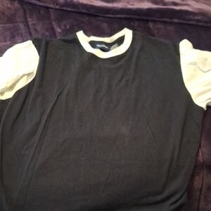 Puritan Black Tee with White Sleeves and White Collar Trim